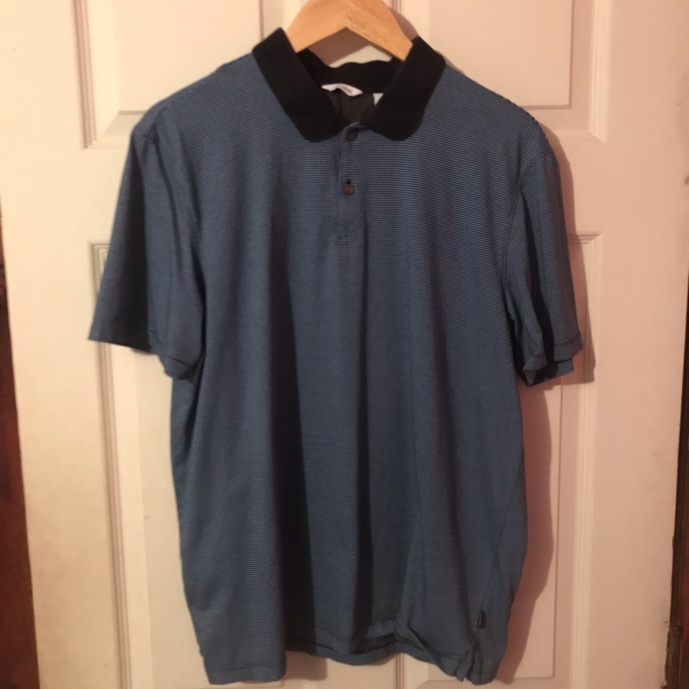 Calvin Klein Blue Striped Polo Shirt Size Men's L